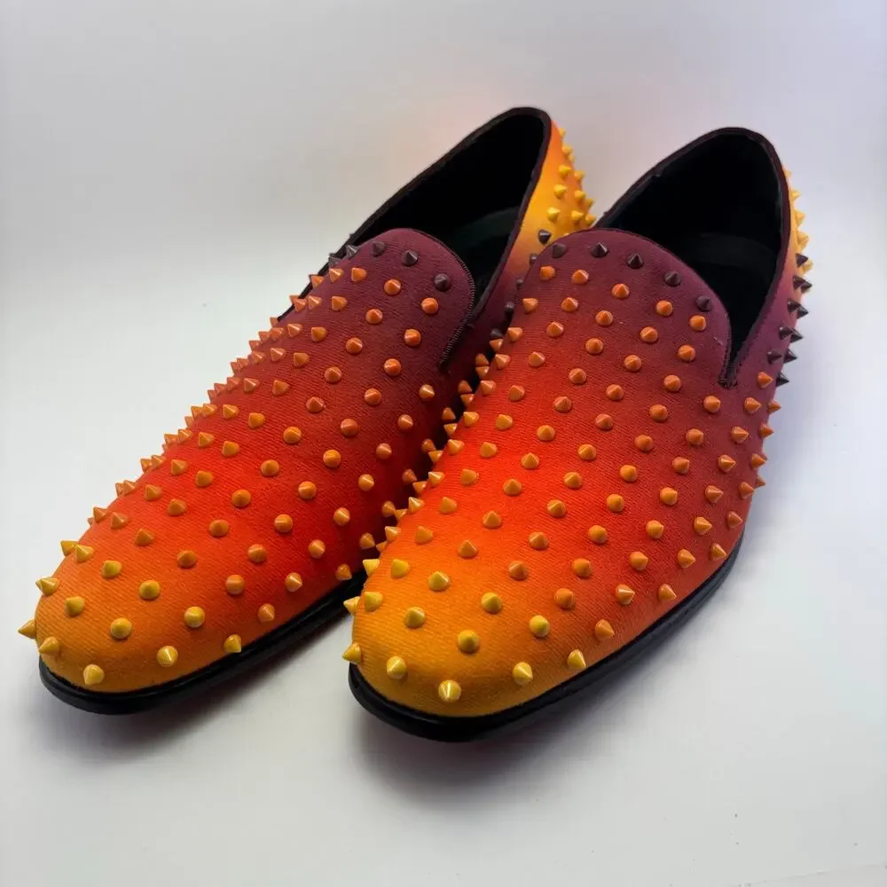 PARRAZO Premium Two Toned Orange Spiked Loafers Men’s Size 13